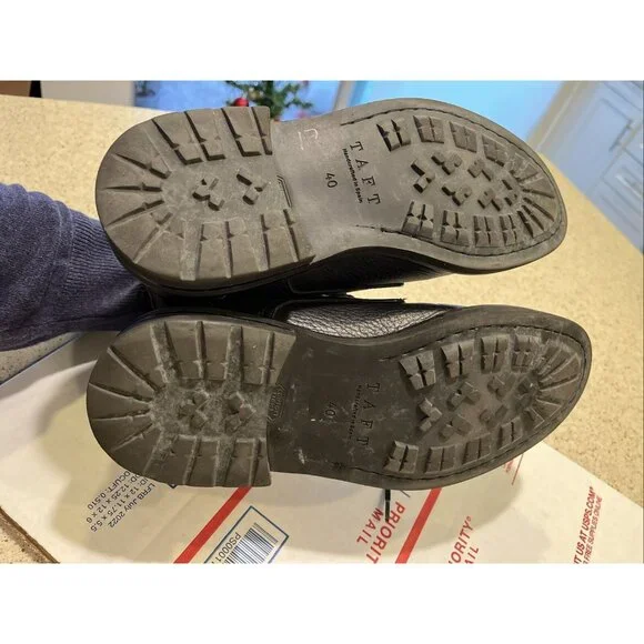 TAFT Jack Boot Men's US 7 EU 40 Black Leather Cap Toe Boots Made In Spain EUC - Picture 12 of 13